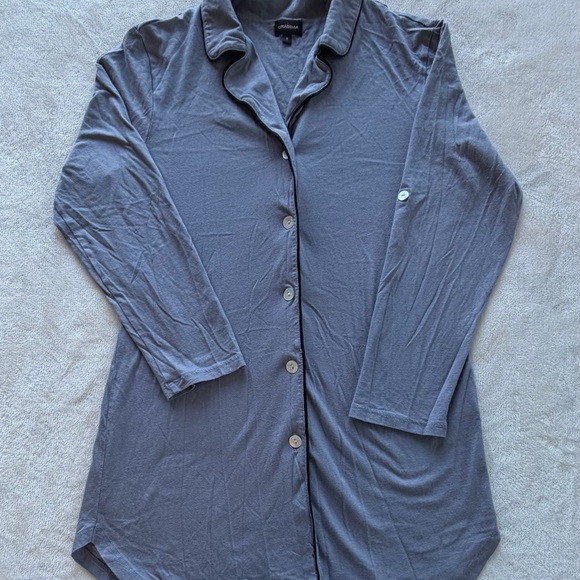 Cosabella Gray/Blue Button Down Lounge Small PajamaTop Sleepwear CozyVibes - Picture 2 of 6